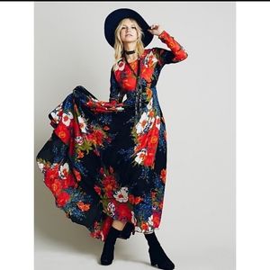 Rare Free People First Kiss Maxi, Garden Twilight